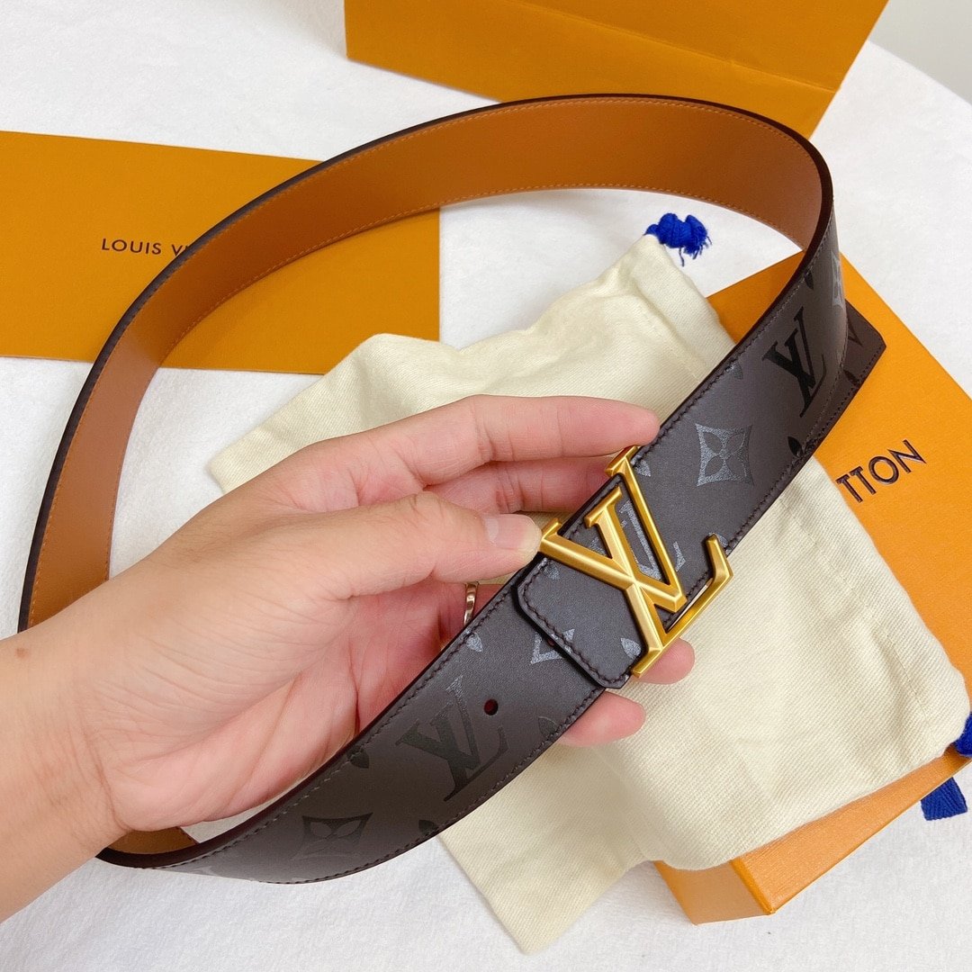 L0vis Vvtt0n LV Pyramide Belt Dark Brown 40MM
