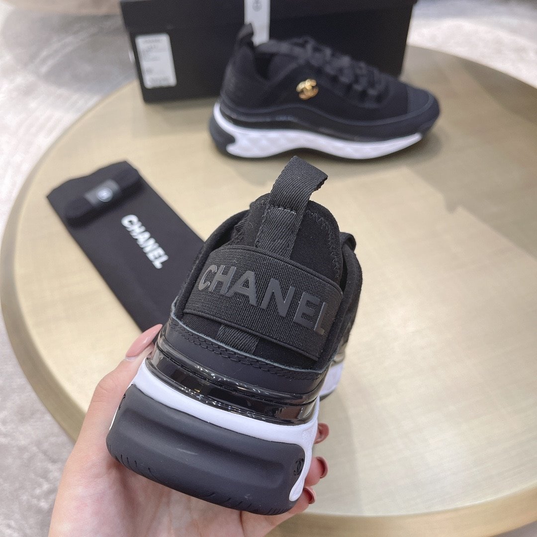 Ch**el Logo Low Top Trainer Sneakers Black G35617 Y53646 94305