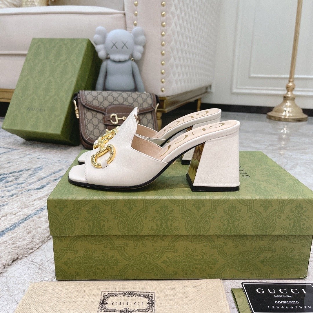 Gvc*1 Women’S Slide Sandal With Horsebit White 655412 Bko00 9022