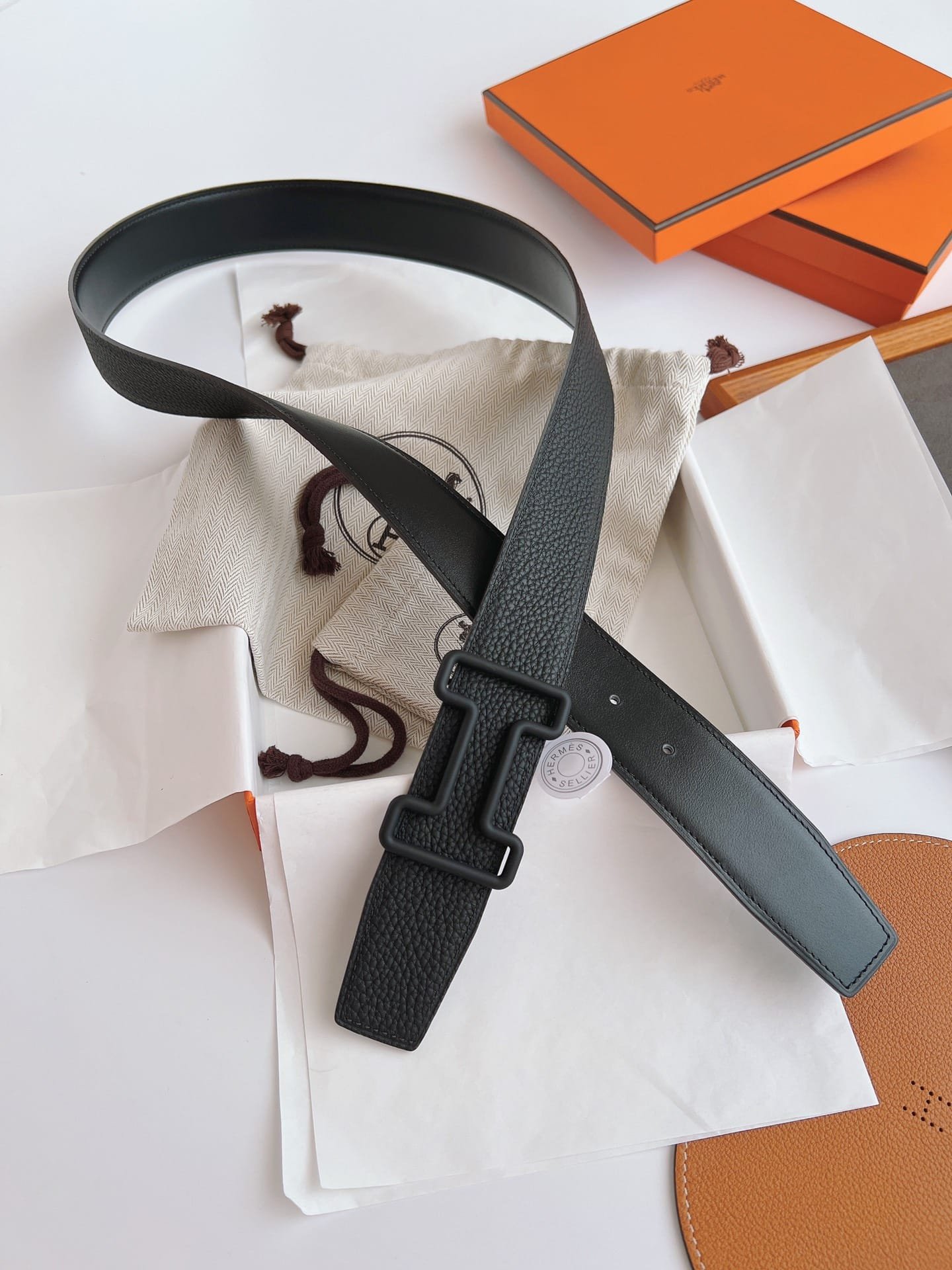 H**me5 Leather Belt With H Buckle Black 38Mm