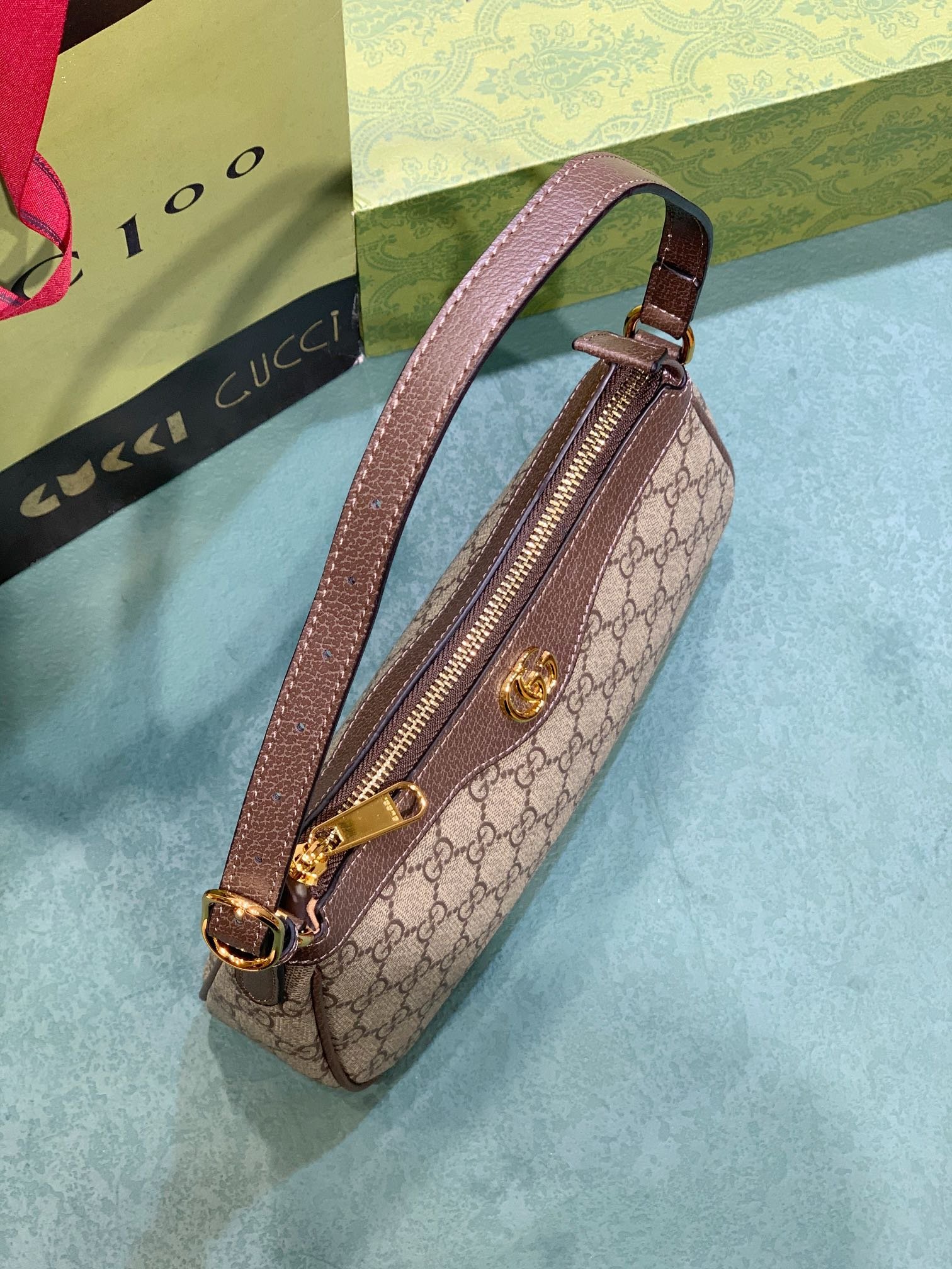 Gvc*1 Ophidia Small Shoulder Bag Beige And Dark Brown 25Cm 735145 Kaaad 8358
