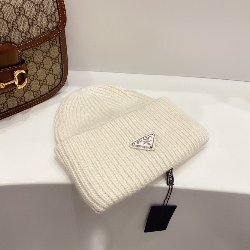 Pra*a Wool And Cashmere Beanie Silver White Umd489 3Im F0009 S 211
