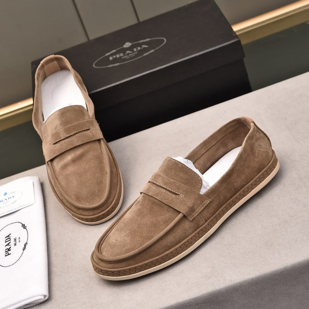 Pra*a Suede Loafers Leather Brown