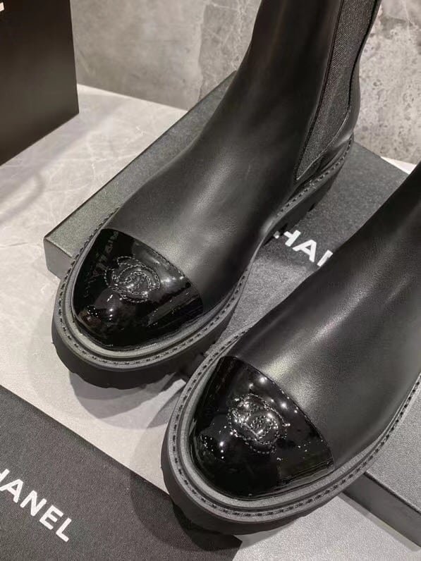 Ch**el Short Boots Matte Leather Black