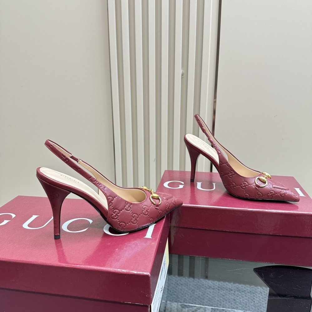 Gvc*1 Women’s Horsebit Pump Gg Leather Rosso Ancora Red ‎792065 Aaegj 6207