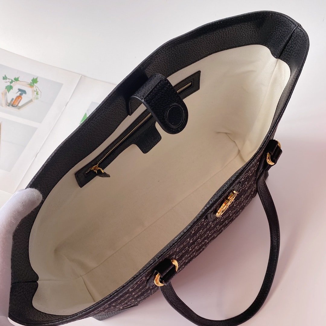 Gvc*1 Ophidia Medium Tote Bag In Gg Denim Black 38Cm 631685 Un3Bg 1274