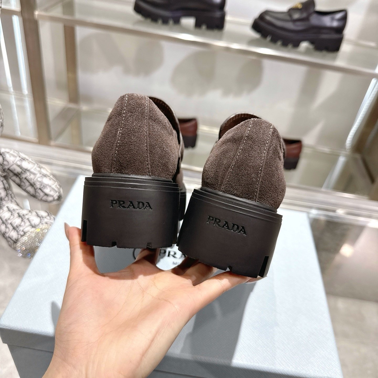 Pra*a Chocolate Suede Loafers Dark Brown 1D246M Mg0 F0003 F G050