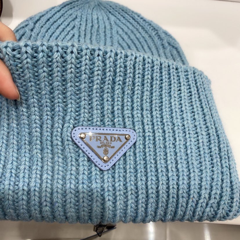 Pra*a Wool And Cashmere Beanie Sliver Blue Umd489 3Im F0Svf S 211