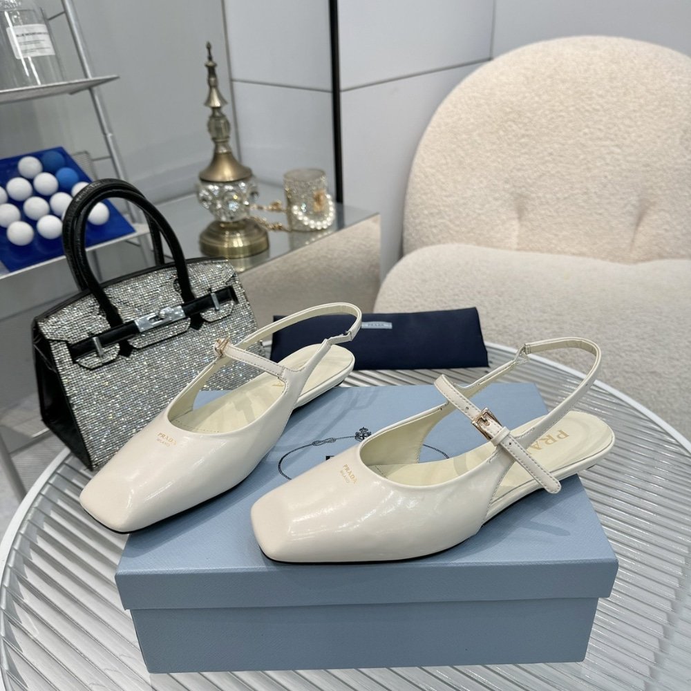Pra*a Patent Leather Slingback Ballerinas Ivory 1F828N 069 F0304 F 015