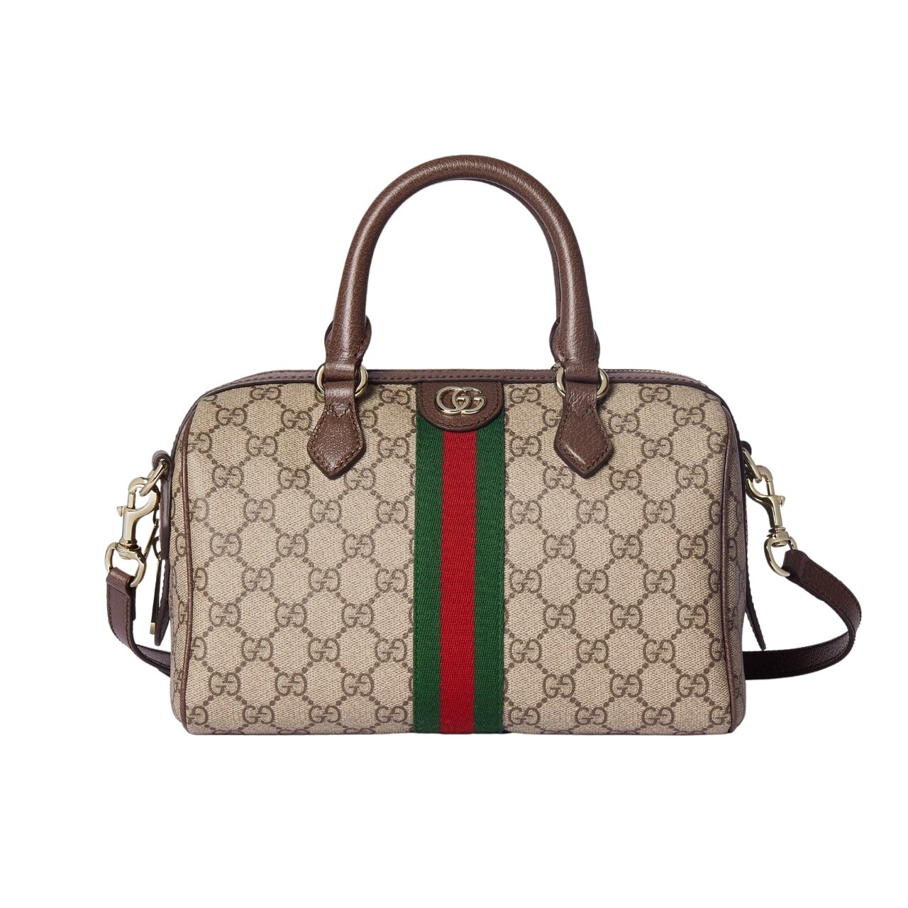 Gvc*1 Ophidia Small Boston Bag GG Monogram Beige And Dark Brown 22Cm 772053 96IWG 8745
