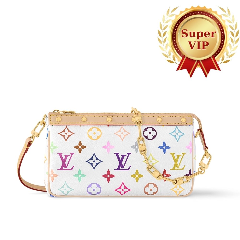 [S*per Vip 1:1] L0vis Vvtt0n X Murakami Pochette Accessoires White 22Cm M13404