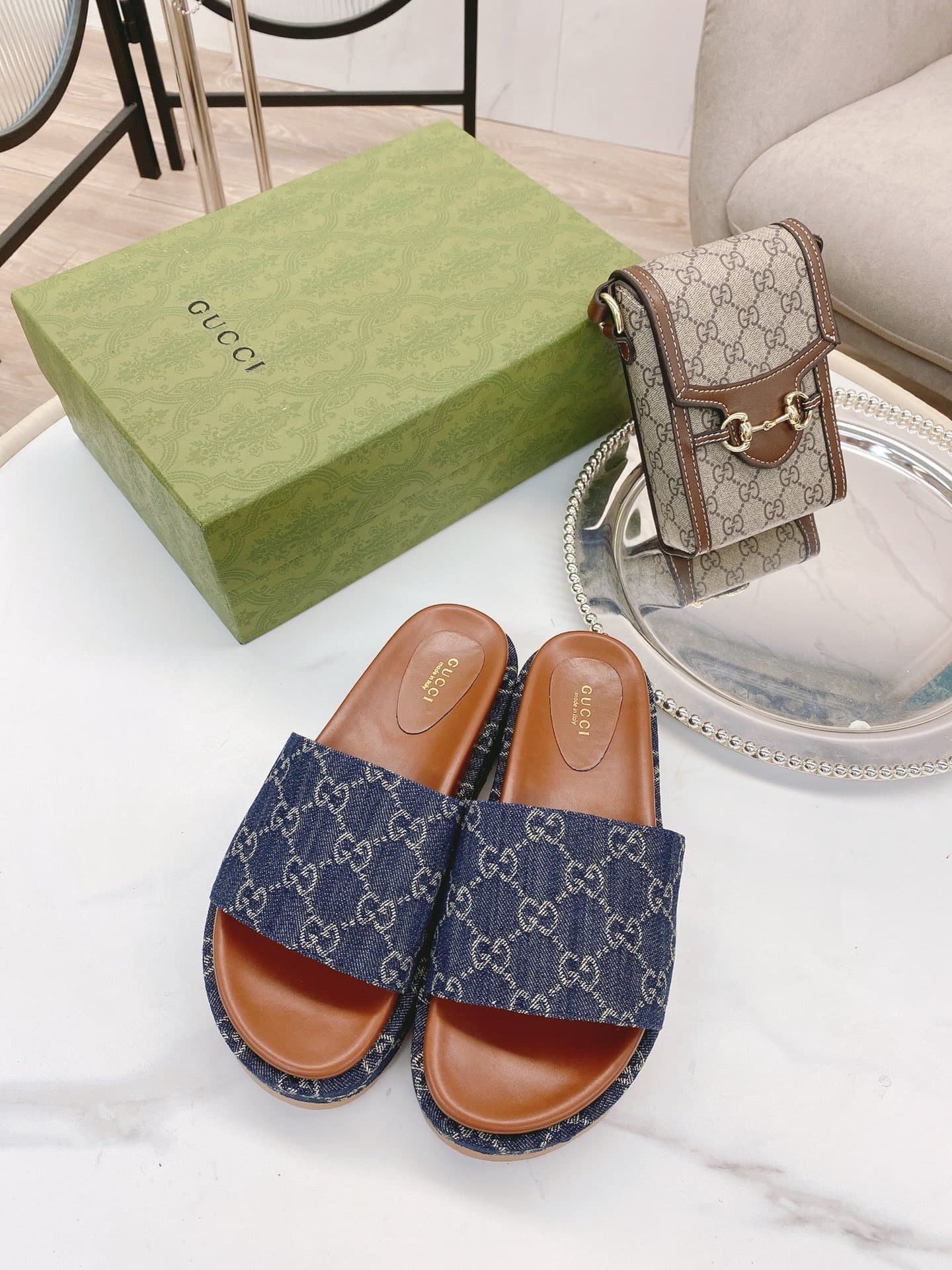 Gvc*1 Women’S Platform Slide Sandal Blue ‎623212 2Kq00 4402