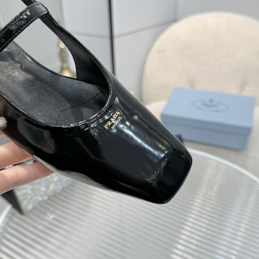 Pra*a Patent Leather Slingback Ballerinas Black 1F828N 069 F0002 F 015