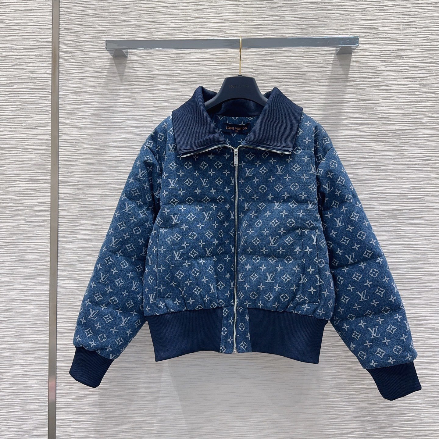 L0vis Vvtt0n Monogram Blue Denim Bomber Jacket