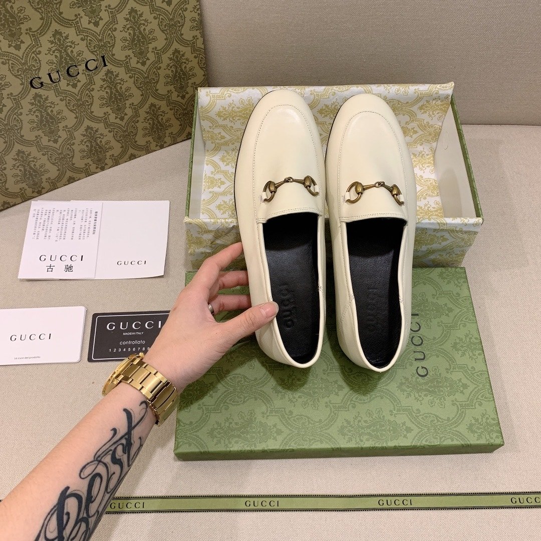 Gvc*1 Women’S Leather Horsebits Loafers White 414998 Dlc00 9022