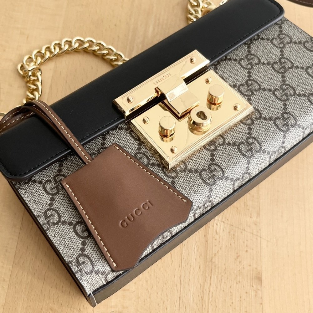 Gvc*1 Padlock Small Shoulder Gg Svp*me Canvas Black 22Cm ‎735103 Klqjg 9785