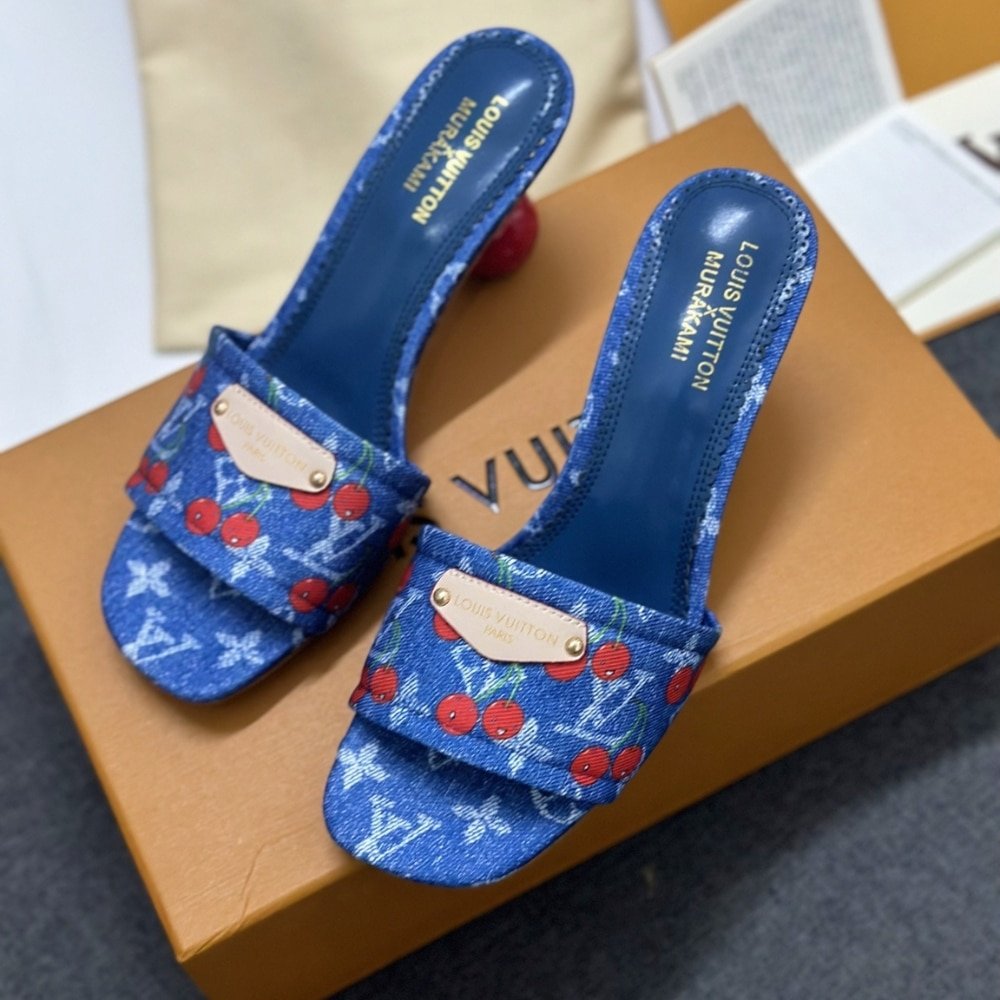 L0vis Vvtt0n X Takashi Murakami Lily Mule Denim Blue 1Ahltf
