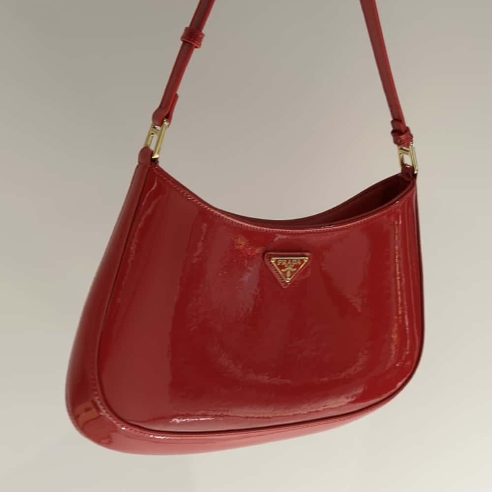 Pra*a Cleo Patent Leather Bag Cherry Red 27Cm 1Bc169 069 F0E06 V Hoo