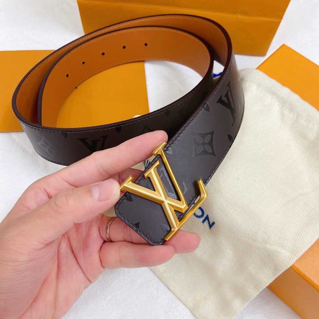 L0vis Vvtt0n LV Pyramide Belt Dark Brown 40MM