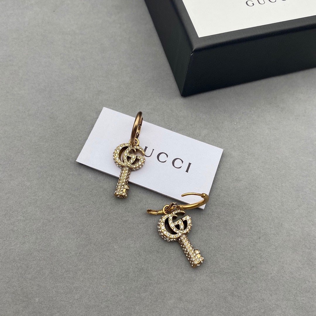 Gvc*1 Gg Key Earrings With Crystals 645624 J1D50 8062