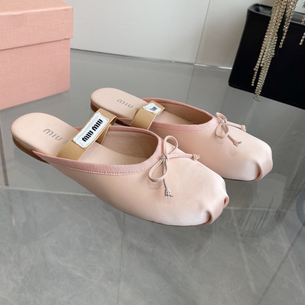 M1um1u Satin Ballerina Mules Orchid Pink 5F451E Qu6 F0615 F 005