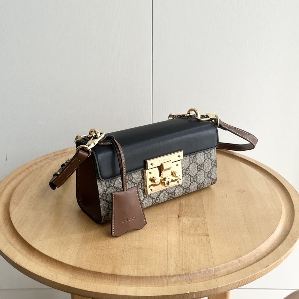 Gvc*1 Padlock Small Shoulder Gg Svp*me Canvas Black 22Cm ‎735103 Klqjg 9785