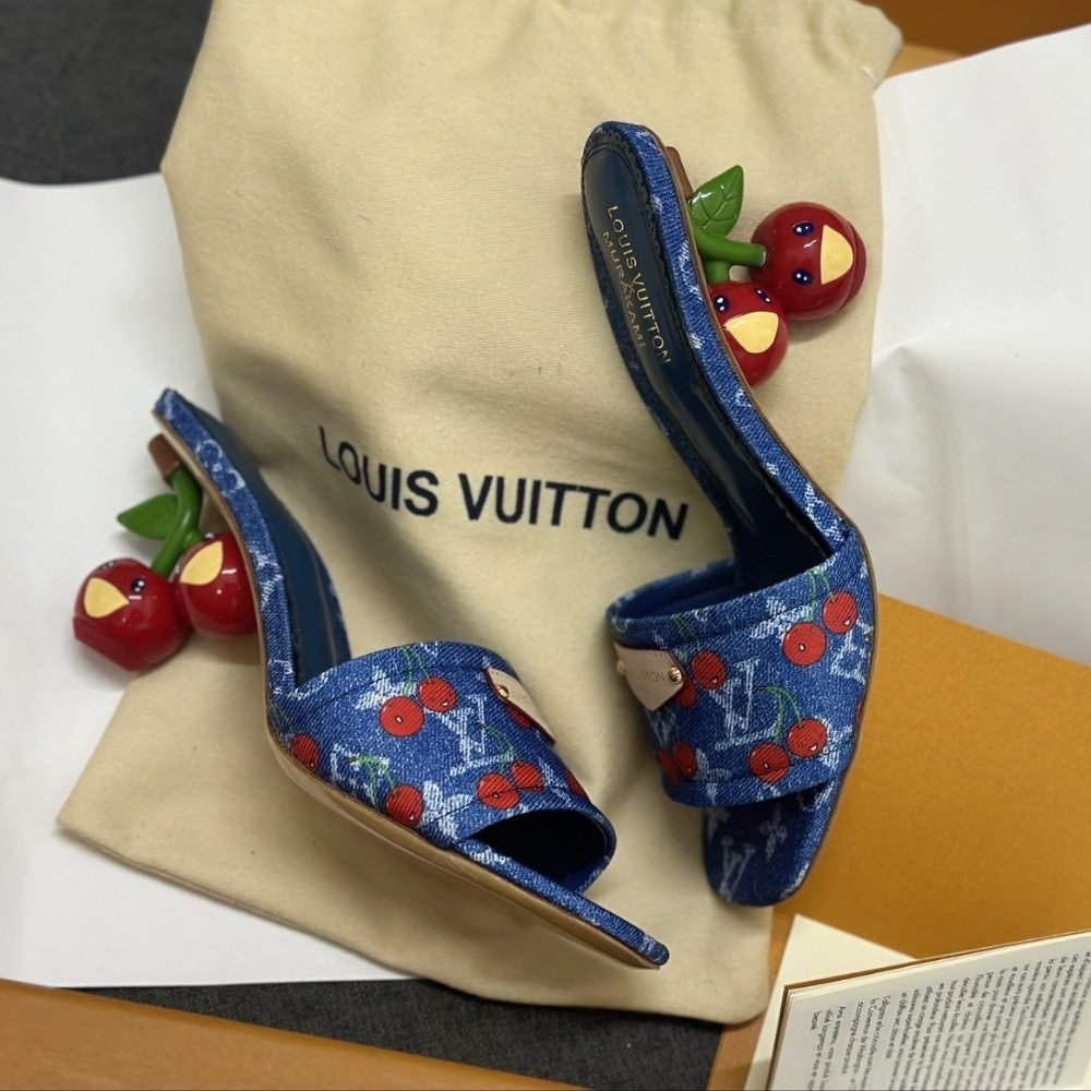 L0vis Vvtt0n X Takashi Murakami Lily Mule Denim Blue 1Ahltf