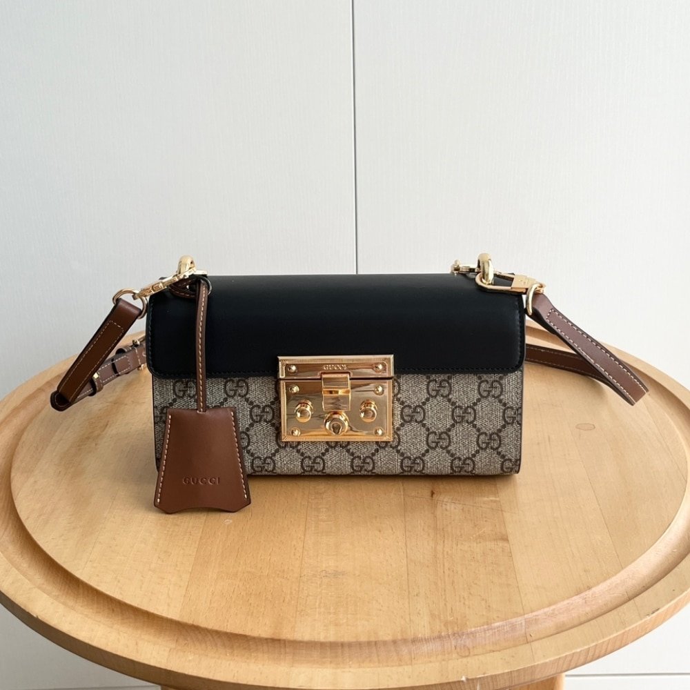 Gvc*1 Padlock Small Shoulder Gg Svp*me Canvas Black 22Cm ‎735103 Klqjg 9785