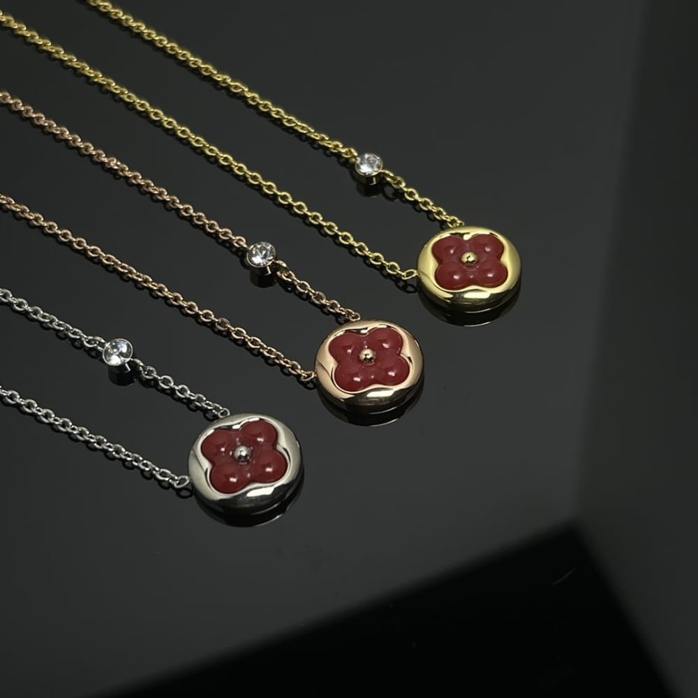 L0vis Vvtt0n Color Blossom Bb Sun Pendant Pink Gold Necklace Red Q93826