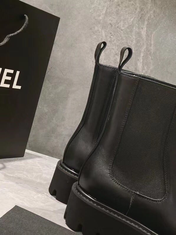 Ch**el Short Boots Matte Leather Black