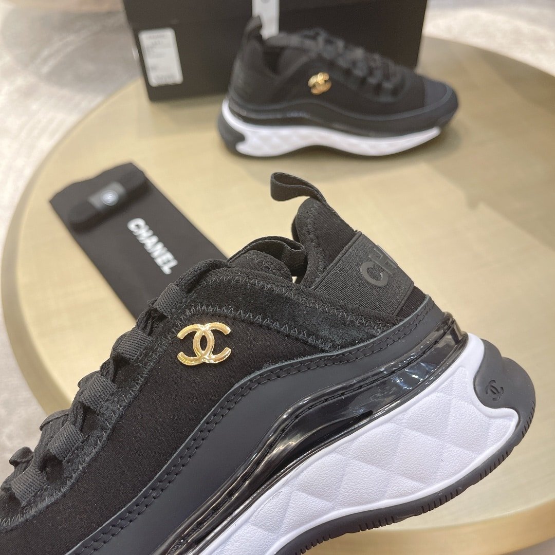 Ch**el Logo Low Top Trainer Sneakers Black G35617 Y53646 94305