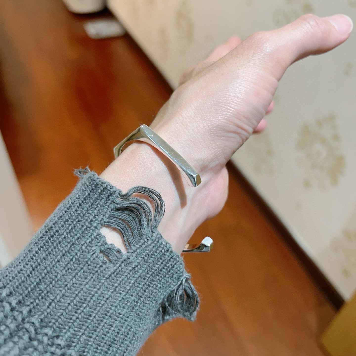 Gvc*1 Trademark Sterling Silver Geometric Cuff Bracelet