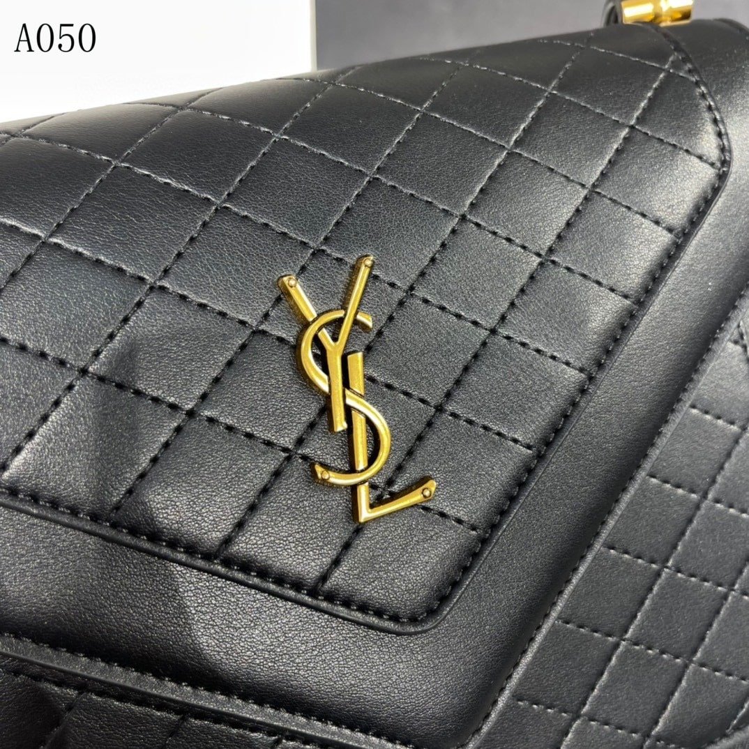 Sa1nt Lau*nt Gaby Satchel In Quilted Black Gold 26Cm 6688631El071000