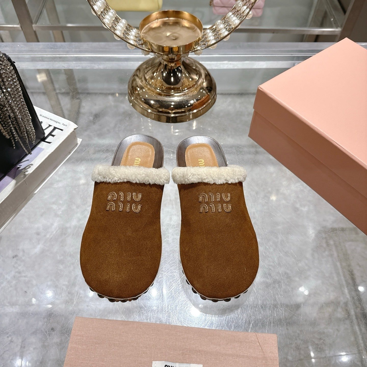 M1um1u Suede Clogs Cocoa Brown 5Z504E Z0G F0324 F Zf30