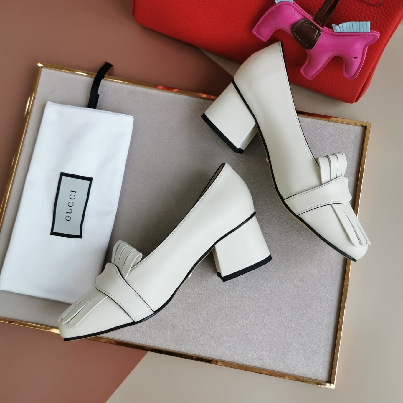 Gvc*1 Mid Heel Pump Leather White 408208 C9D00 9022