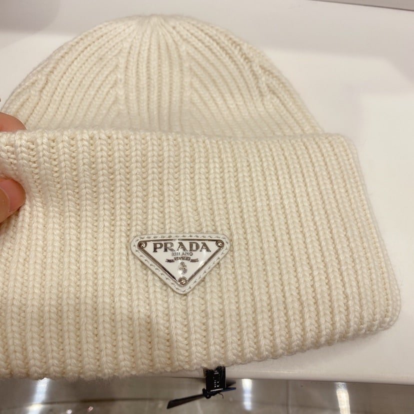 Pra*a Wool And Cashmere Beanie Silver White Umd489 3Im F0009 S 211