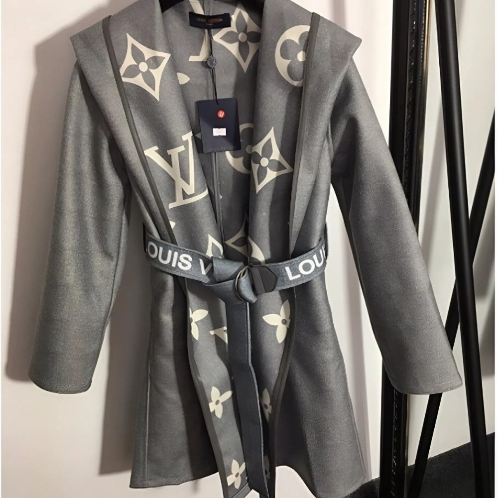 L0vis Vvtt0n Belted Double Sided Hooded Wrap Coat Gray 1A92Vf