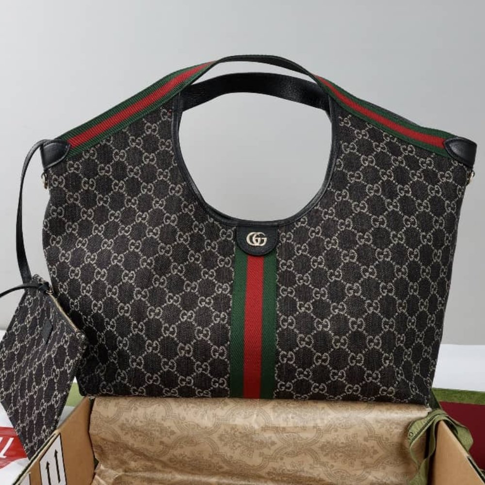 [S*per Vip 1:1] Gvc*1 Giglio Large Tote Bag Gg Denim Black And White 60Cm 853971 Fafyu 1155