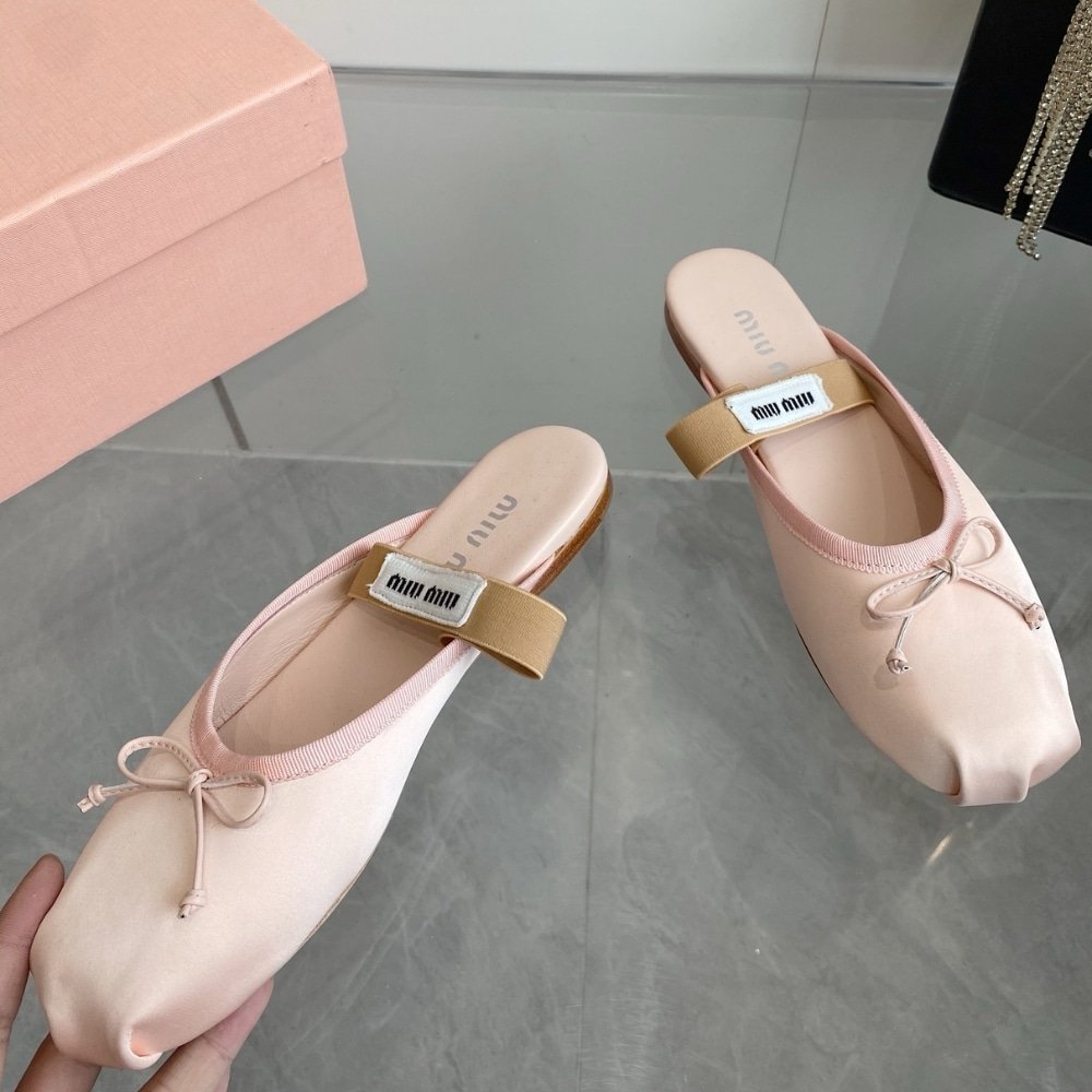 M1um1u Satin Ballerina Mules Orchid Pink 5F451E Qu6 F0615 F 005