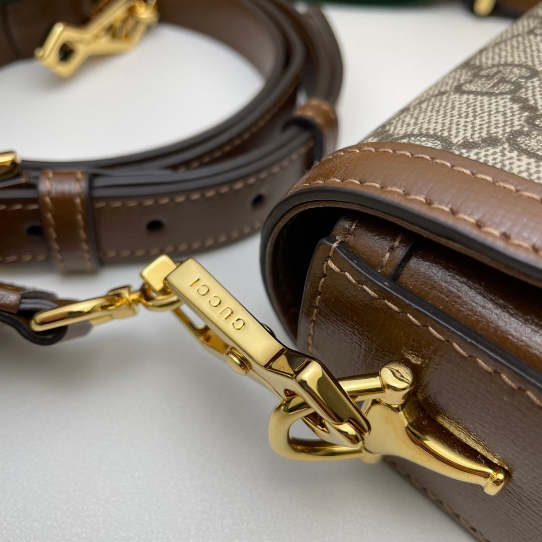 Gvc*1 Horsebit 1955 Small Shoulder Bag Gg Svp*me Canvas Beige Brown 20Cm 658574 Huhhg 8565