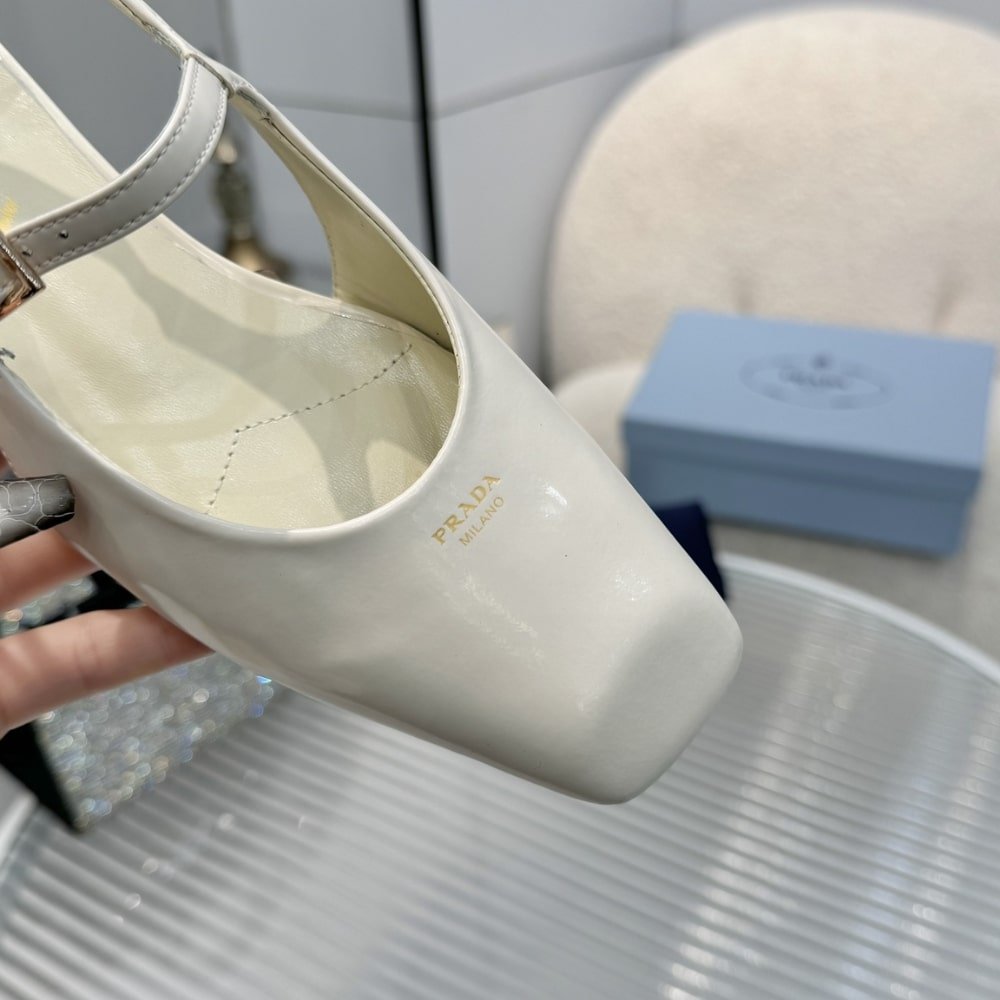 Pra*a Patent Leather Slingback Ballerinas Ivory 1F828N 069 F0304 F 015