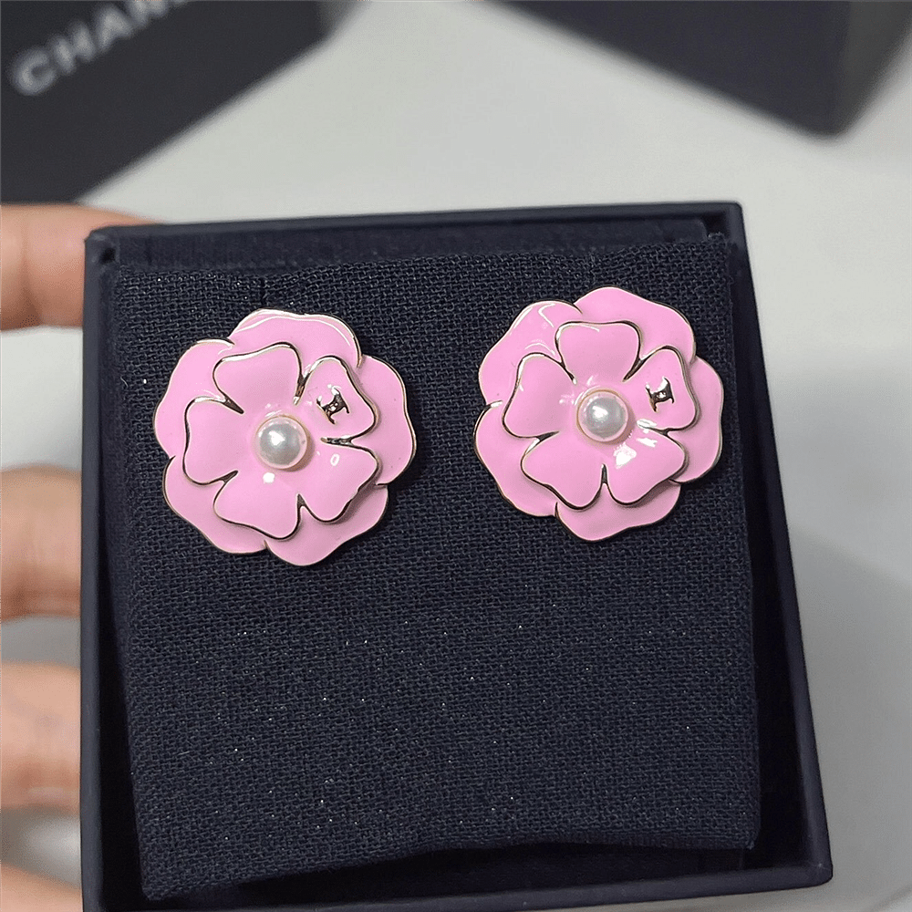 Ch**el Camellia Earrings Pink Abg218 B21624 U3368