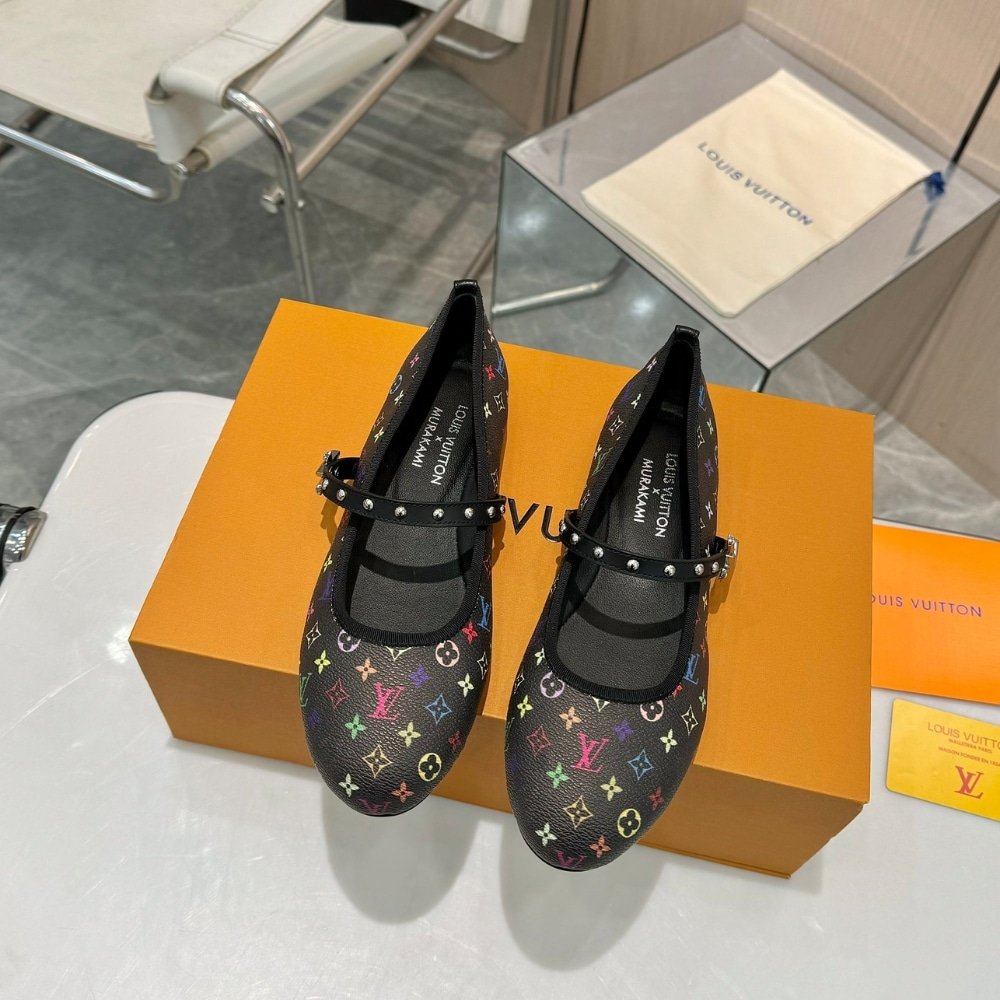 L0vis Vvtt0n X Takashi Murakami Romy Flat Ballerina Black 1Agvc3