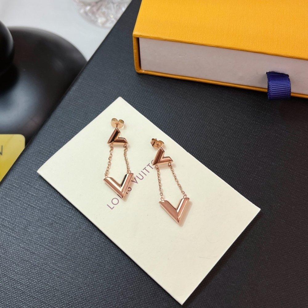L0vis Vvtt0n Lv Volt Upside Down Earrings Pink Gold