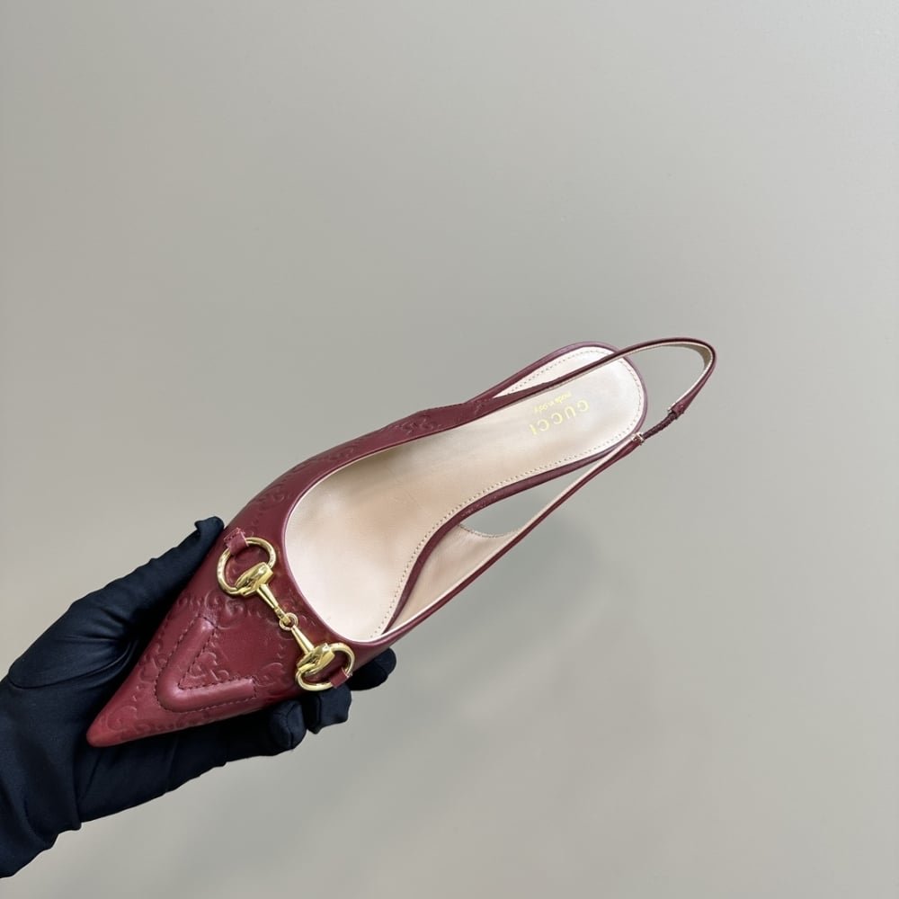 Gvc*1 Women’s Horsebit Slingback Pump Gg Leather Rosso Ancora Red ‎782407 Aaegj 6207