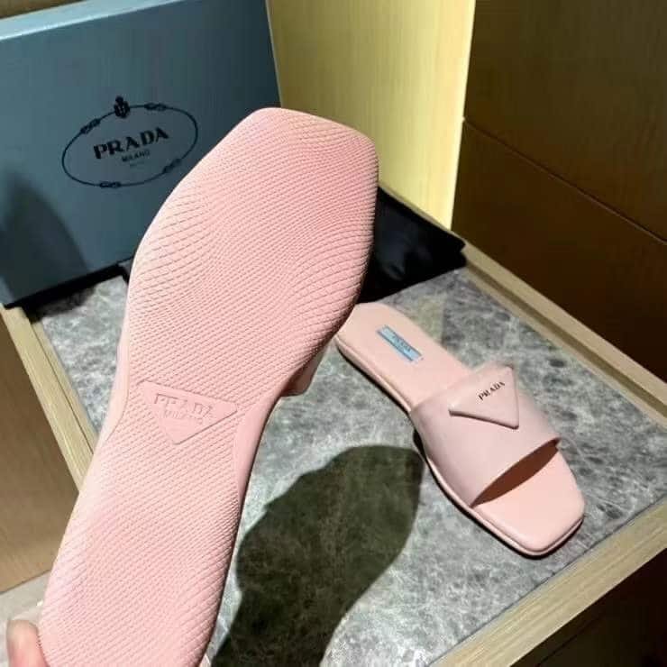 Pra*a Brushed Leather Slide In Pink