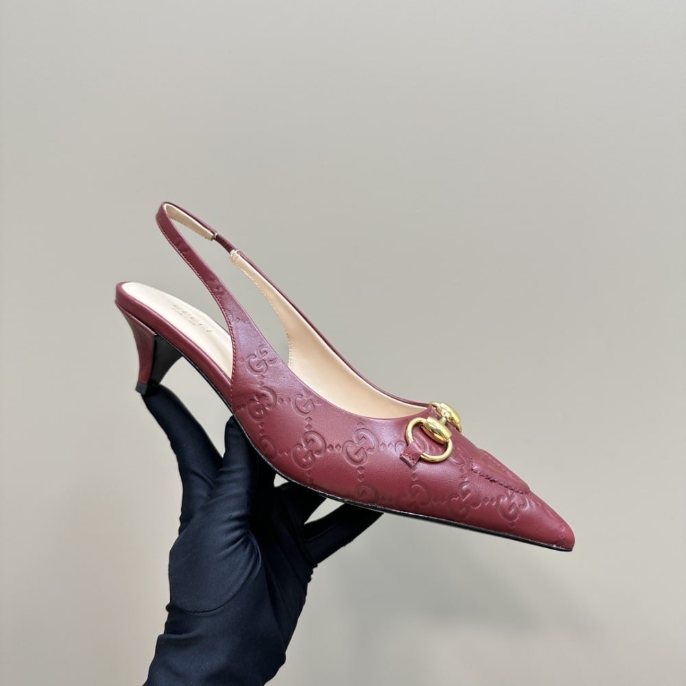 Gvc*1 Women’s Horsebit Slingback Pump Gg Leather Rosso Ancora Red ‎782407 Aaegj 6207