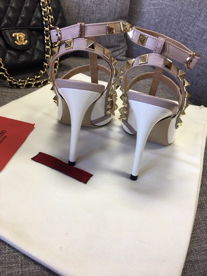 Va1e*ntin0 Patent Rockstud Caged Pump 100Mm Light Ivory Zw2S0393Vnwl62