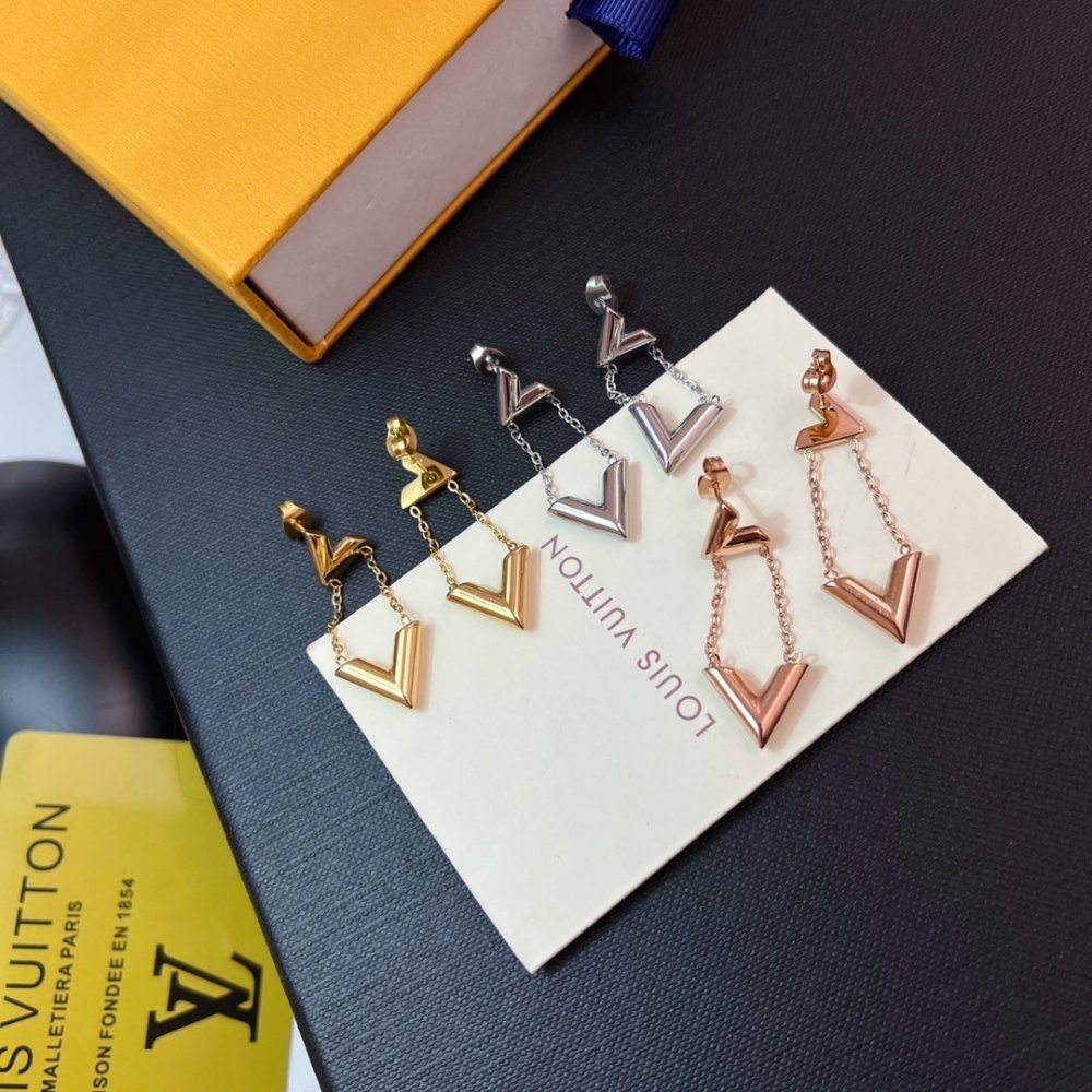 L0vis Vvtt0n Lv Volt Upside Down Earrings Pink Gold