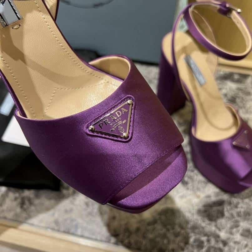 Pra*a High Heeled Satin Sandals Violet 1Xp48B 049 F0030 F 135